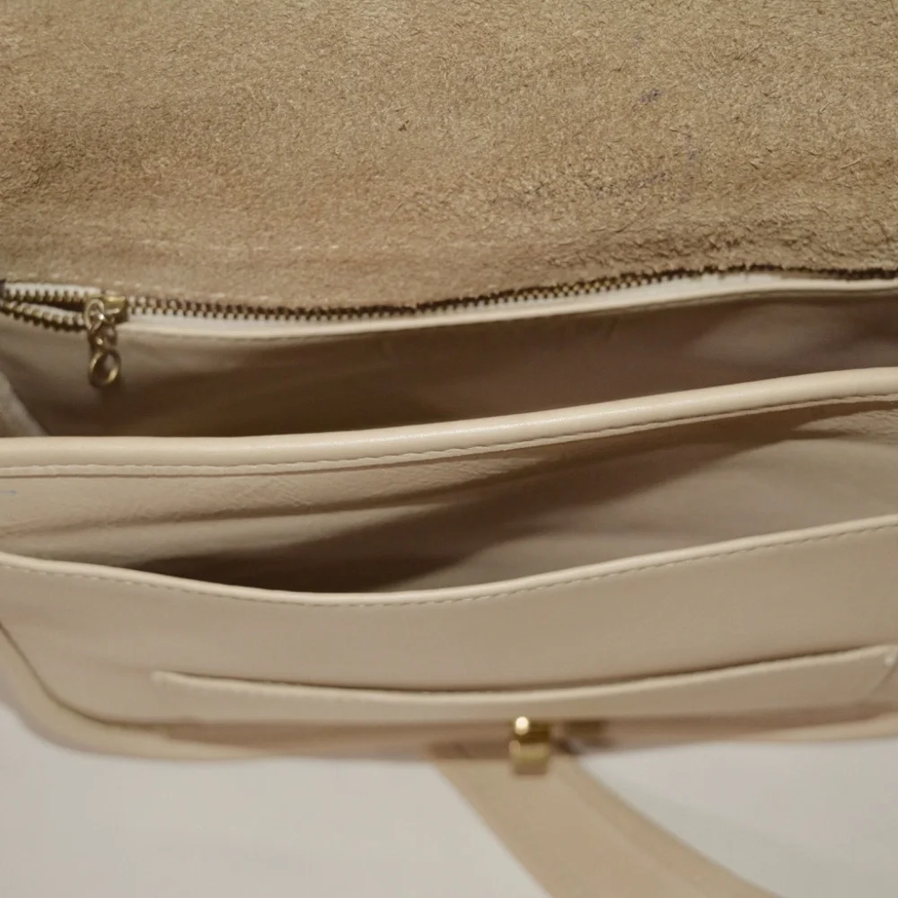 Vintage Y2K Coach Stewardess Bag Beige Leather Messenger Crossbody Purse 9525 - Picture 9 of 11